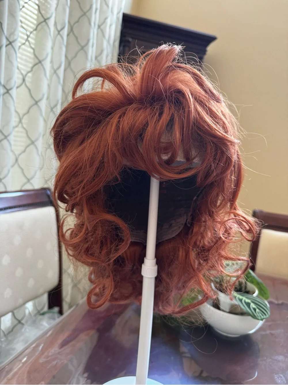 Copper Curly Bob Wig with Bangs - Women Hair